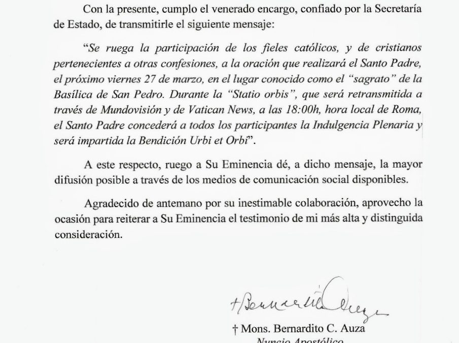 BENDICIÓN EXTRAORDINARIA «URBI ET ORBI»